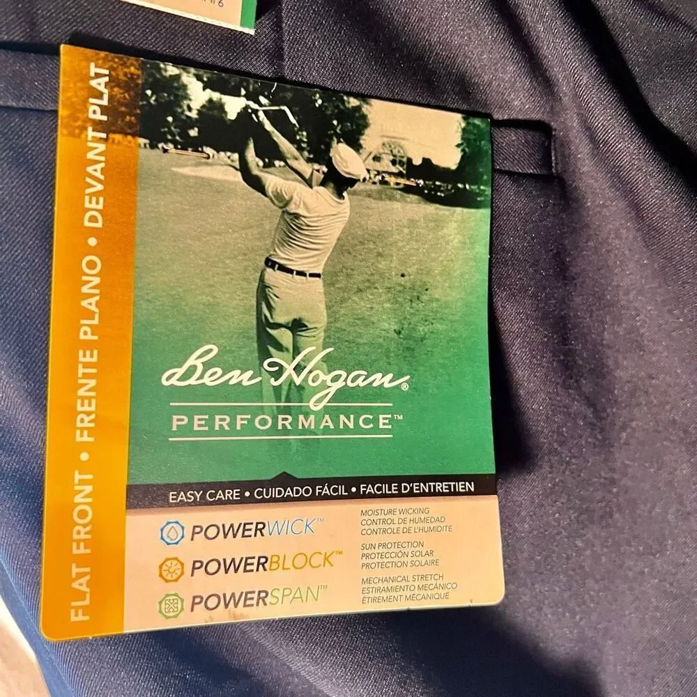 Ben Hogan Mens Performance Pants Stretch,  Wicking, UPF 42 x30 Black New W Tags